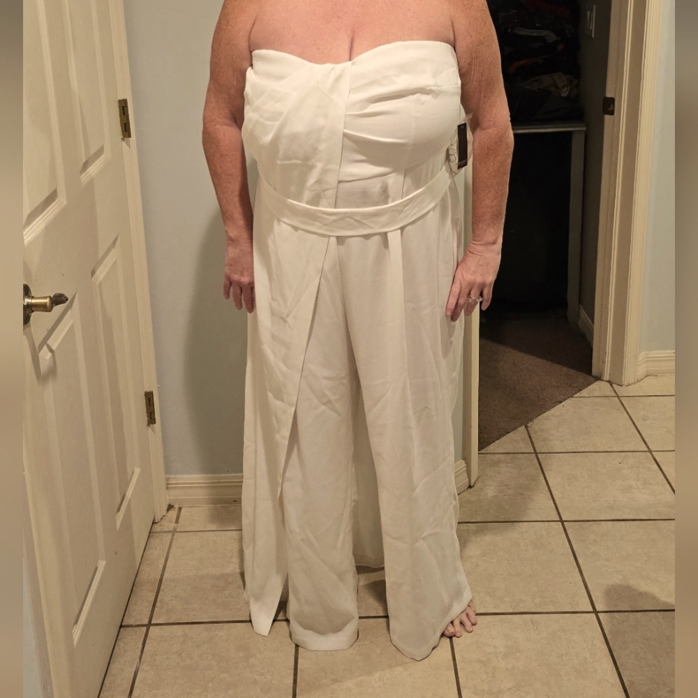 Eloquii white strapless jumpsuit Size 18